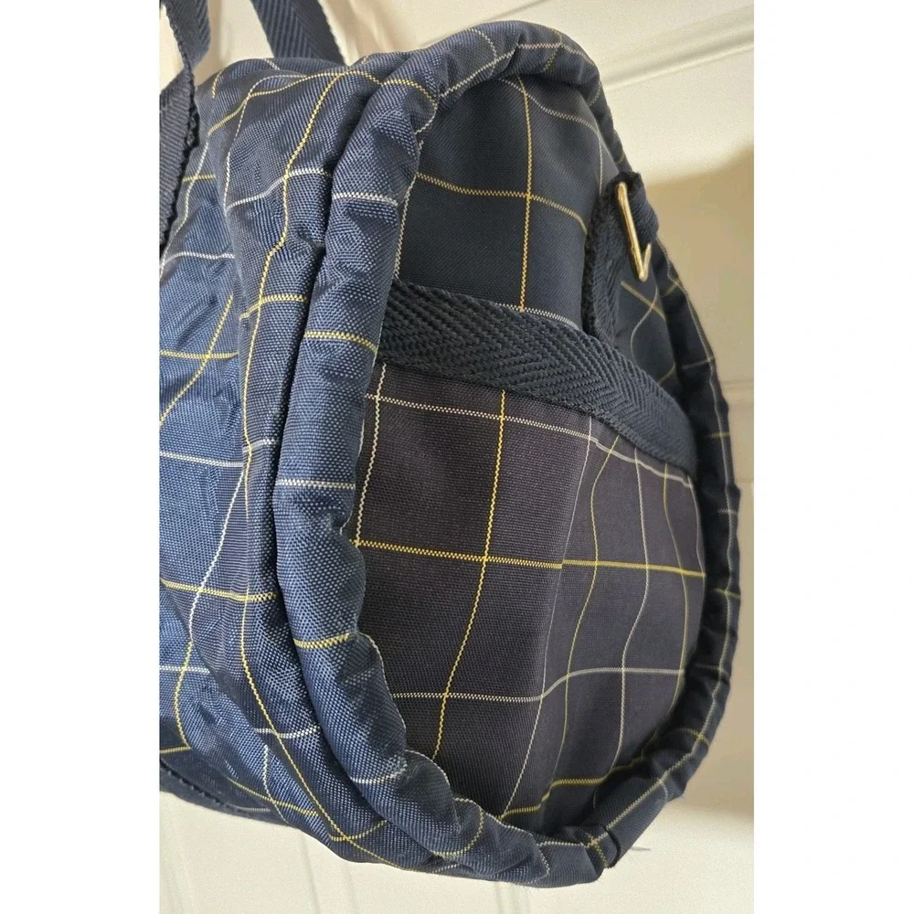 Oxford Blue Plaid Duffle Bag Vintage Polyester / Nylon 22